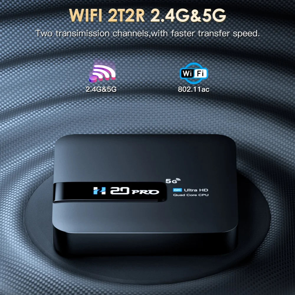 H20PRO Android 10 TV Box - 16GB, Dual Band WiFi, 4K HD Video Media Player, 1080P Set Top Box
