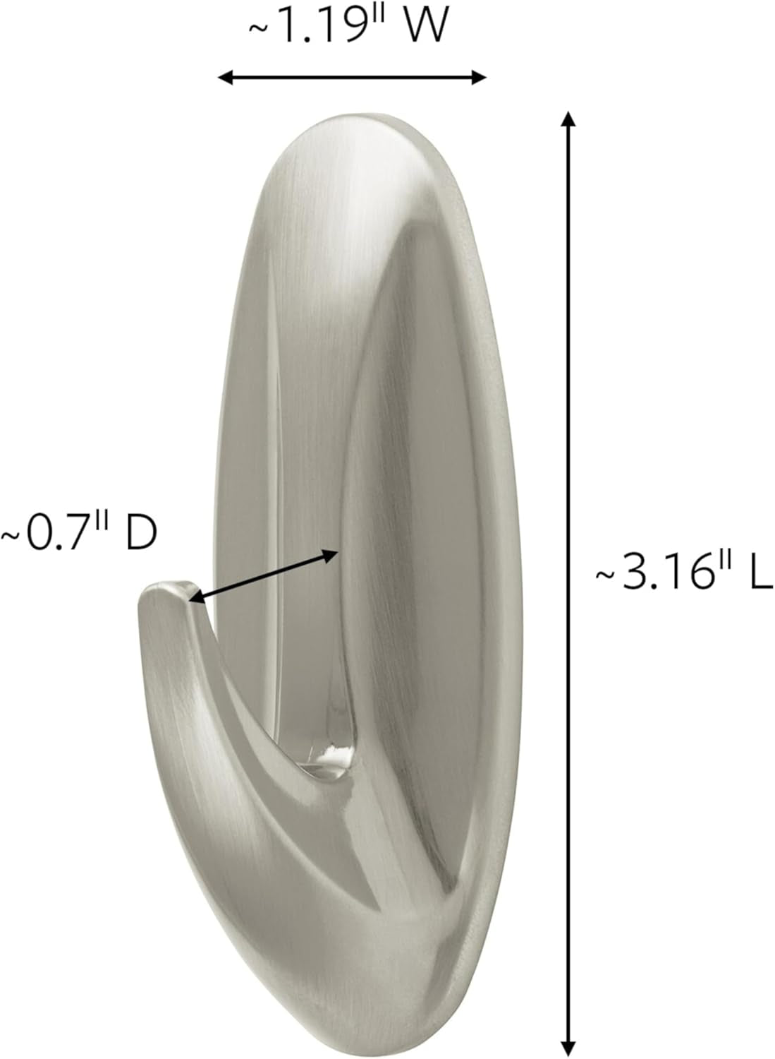 Designer Hooks, Medium, Brushed Nickel, 3-Hooks (17081BN-3ES), Great for Dorm Decor