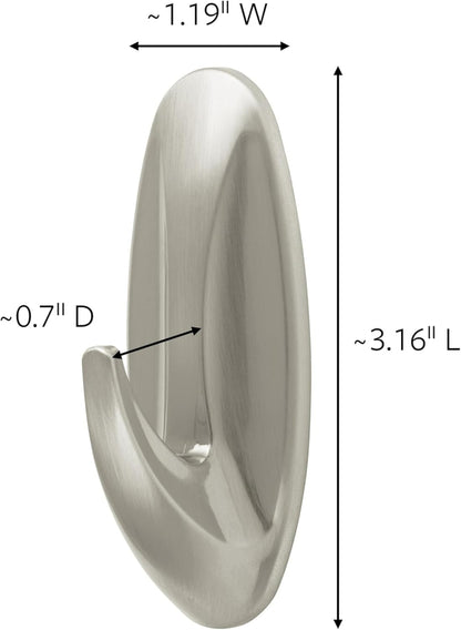 Designer Hooks, Medium, Brushed Nickel, 3-Hooks (17081BN-3ES), Great for Dorm Decor