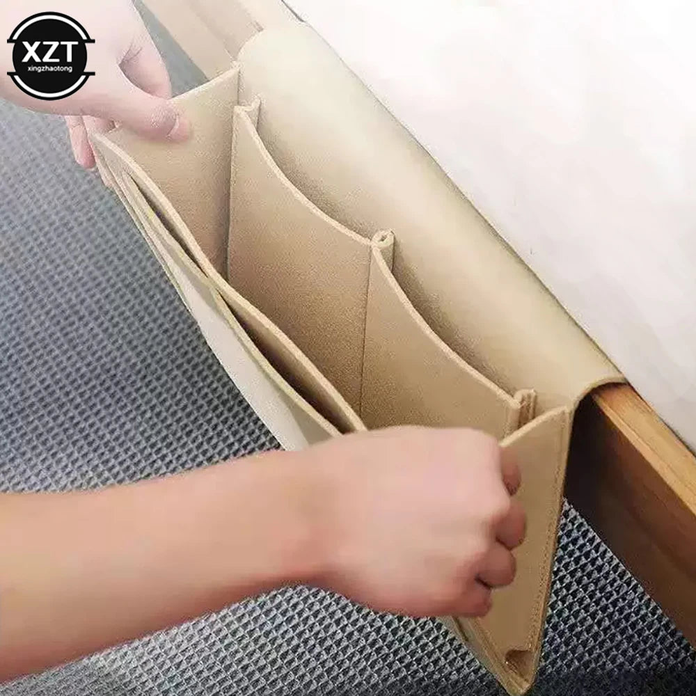 Felt Bedside Storage Organizer - Multi-Pocket Holder for Phones, Books, Magazines, and Tissues for Bedside or Sofa Use