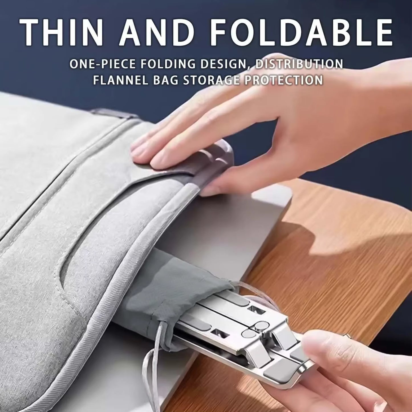 Adjustable Aluminum Laptop Stand with 6 Height Levels, Foldable and Portable Design for 8-16” Laptops, Improved Ventilation and Heat Dissipation