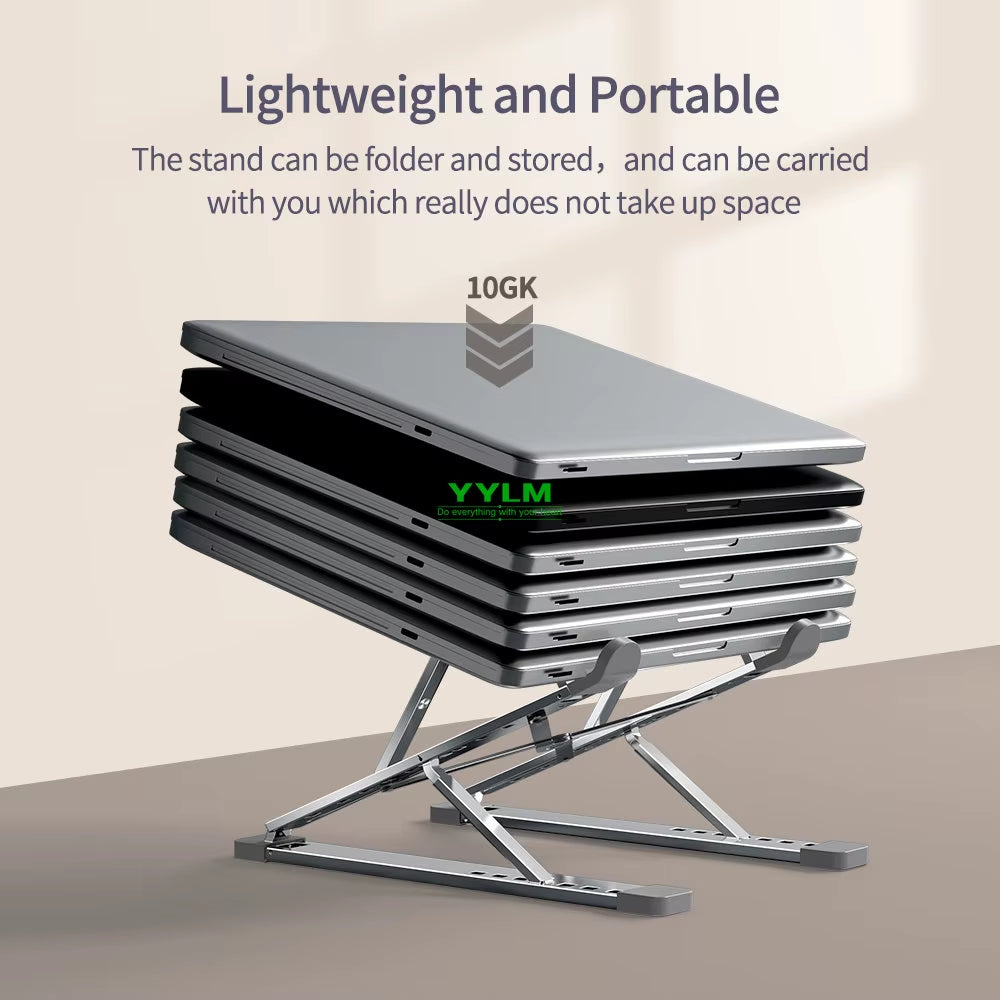 YYLM N8 Adjustable Aluminum Laptop Stand for MacBook - Portable, Foldable, and Stable Cooling Notebook Holder