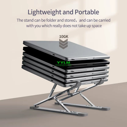 YYLM N8 Adjustable Aluminum Laptop Stand for MacBook - Portable, Foldable, and Stable Cooling Notebook Holder