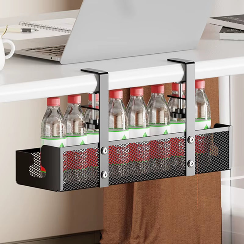 Extendable Under-Desk Cable Management Tray with Clamp and Retractable Power Strip Holder