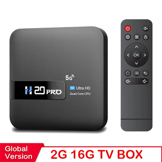 H20PRO Android 10 TV Box - 16GB, Dual Band WiFi, 4K HD Video Media Player, 1080P Set Top Box