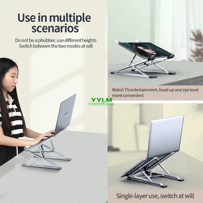 YYLM N8 Adjustable Aluminum Laptop Stand for MacBook - Portable, Foldable, and Stable Cooling Notebook Holder