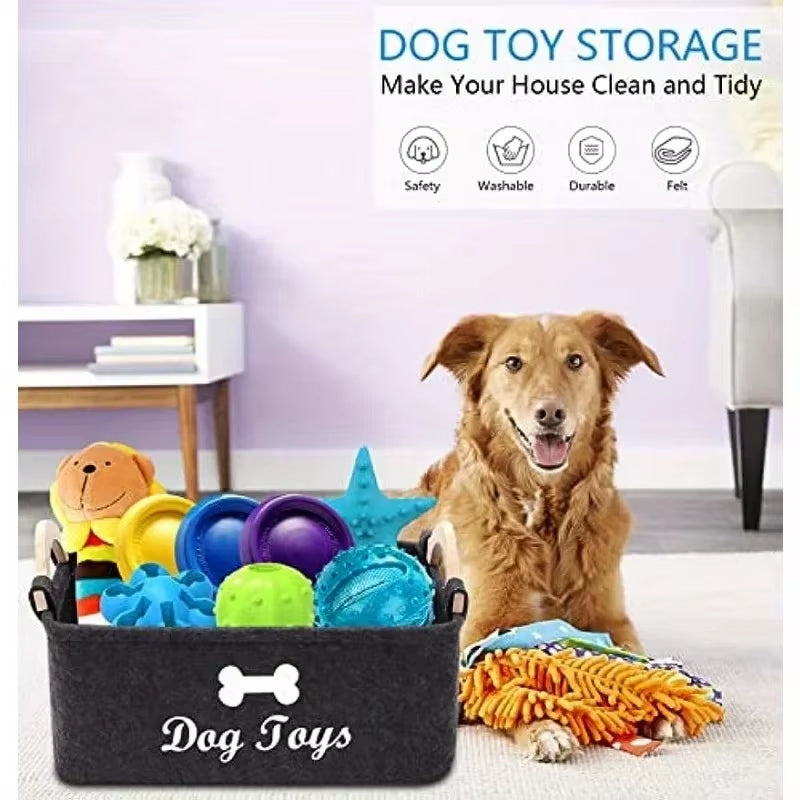 Felt Pet Toy Storage Basket - Ideal for Organizing Dog Toys
