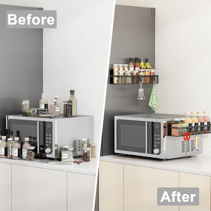 Magnetic Spice Rack Set for Refrigerator - 2-Pack Fridge Organizer with Adjustable Hooks for Kitchen Storage and Organization