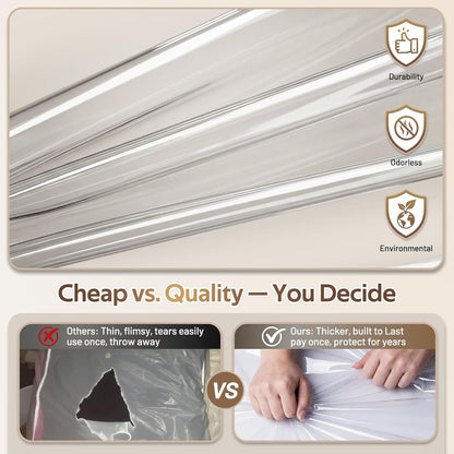 Gusseted Clear Suit Covers Garment Bags for Clothes 100Cm Waterproof Cothes Covers Protector Bags with Side Zip for Coats, Shirts, Dresses, 3 Packs