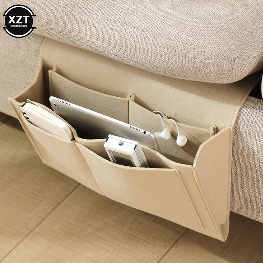 Felt Bedside Storage Organizer - Multi-Pocket Holder for Phones, Books, Magazines, and Tissues for Bedside or Sofa Use